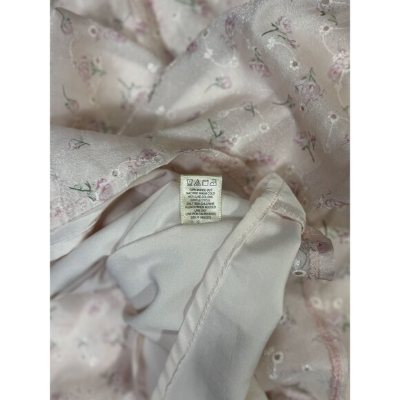 Thirty Thirty Babydoll Mini Dress Women Medium Pink Roses Flowers - Picture 9 of 9